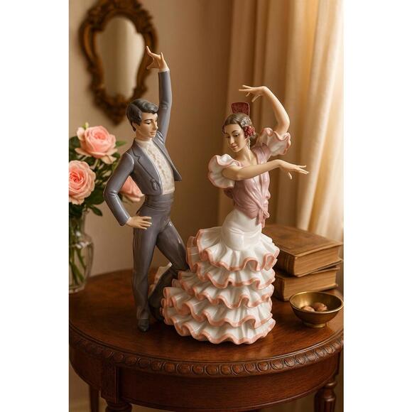 Lladro Spain 1980s “Passionate Dance” Hand-Painted Porcelain Figurine, 12x12x17” - Picture 1 of 16